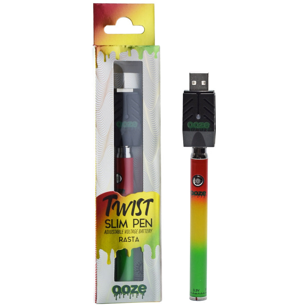 Ooze Slim Twist Variable Voltage Vape Pen Battery  Ooze Rasta  