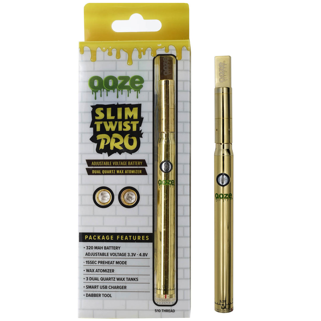 Ooze Slim Twist Pro Vape Cart Pen Starter Kit Wax Pen Ooze Lucky Gold  