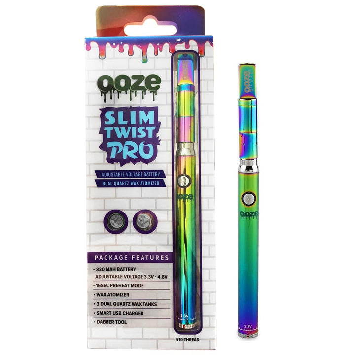 Ooze Slim Twist Pro Vape Cart Pen Starter Kit Wax Pen Ooze Rainbow  