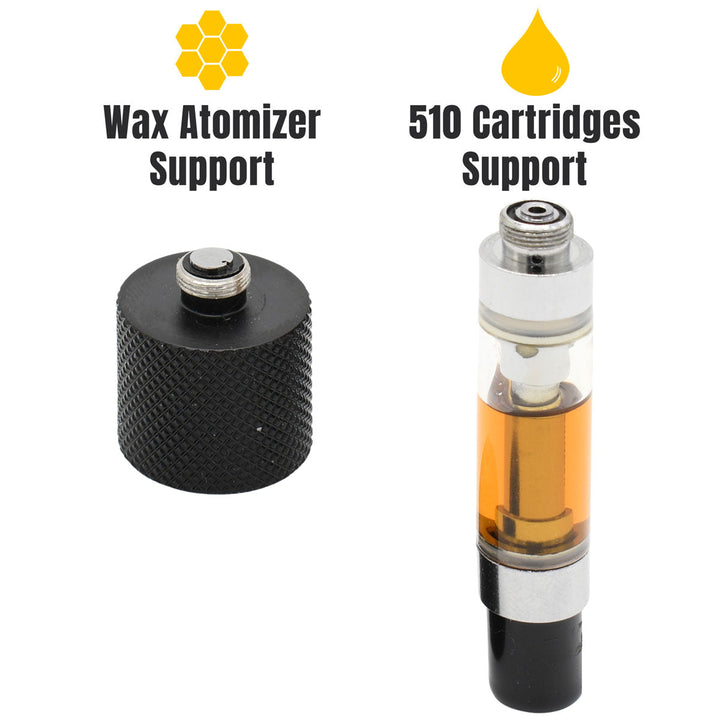 Supported wax atomizer and 510 cartridge