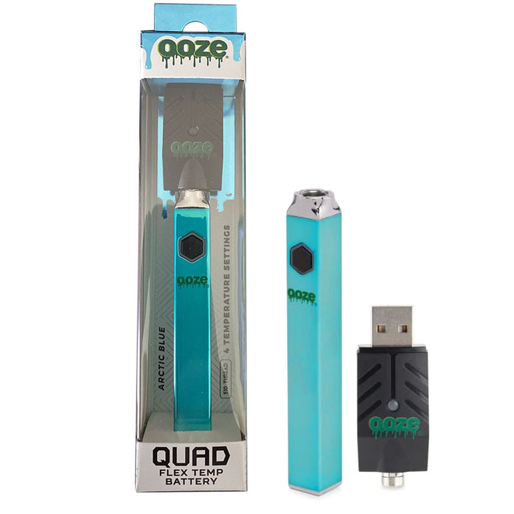 Ooze Quad Flex Temp 510 Thread Vape Pen  Ooze Arctic Blue  