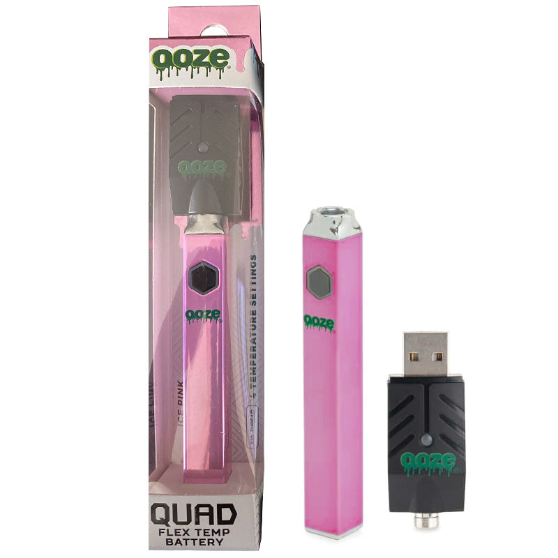Ooze Quad Flex Temp 510 Thread Vape Pen  Ooze Ice Pink  