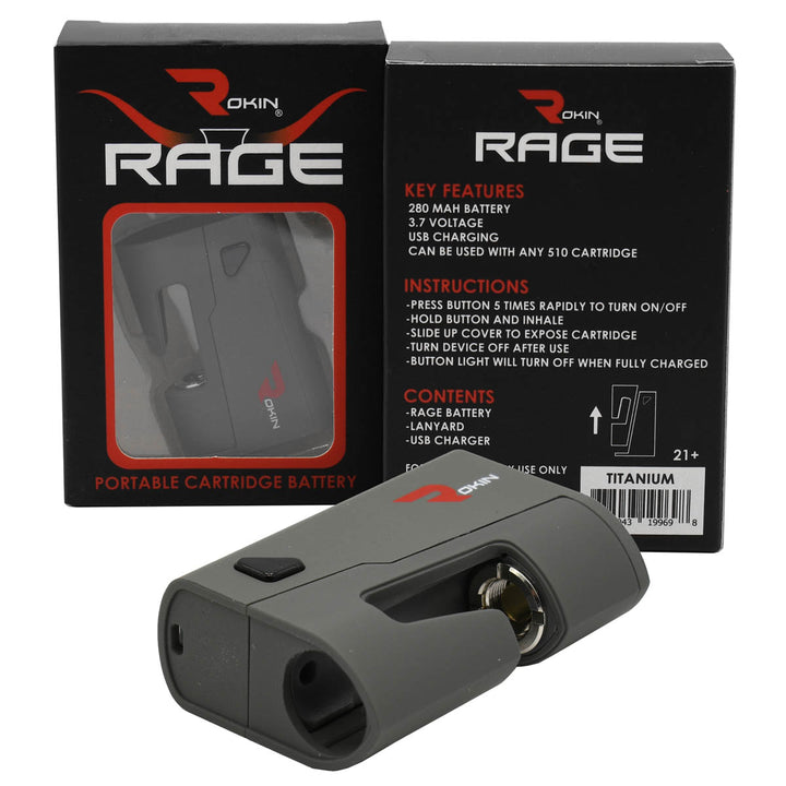 Rokin Rage 510 Thread Oil Vape Cartridge Battery