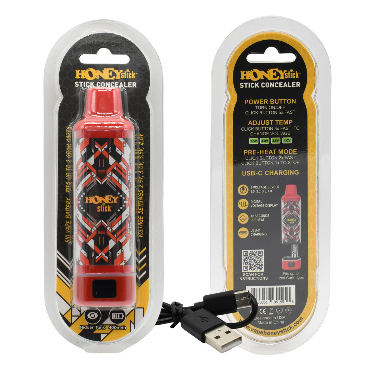 honeystick stick concealer 510 thread vape cart battery