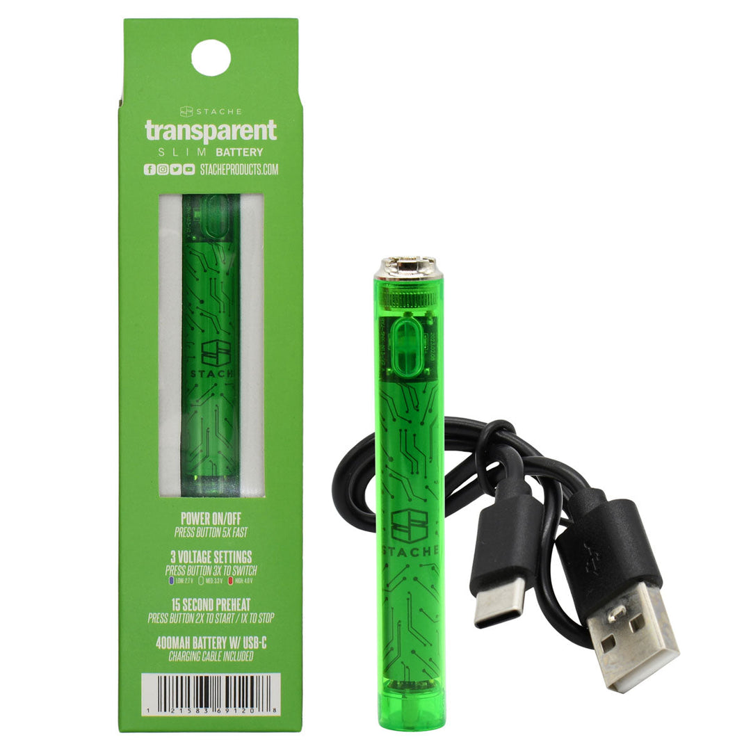 510 Thread Battery - Stache Transparent Slim Vape Batt 510 Thread Battery - Stache Transparent Slim Vape Batt