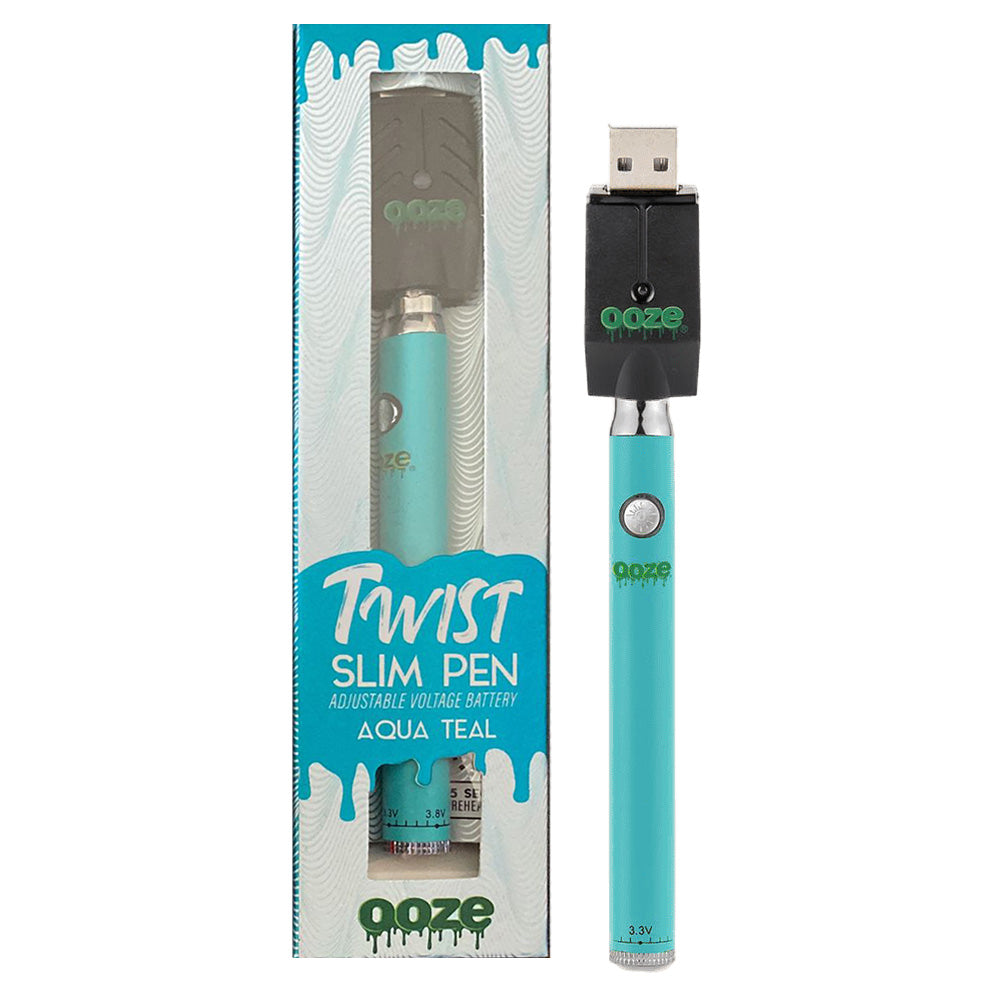 Ooze Slim Twist Variable Voltage Vape Pen Battery  Ooze Aqua Teal  
