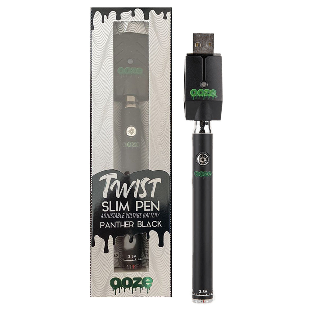 Ooze Slim Twist Variable Voltage Vape Pen Battery  Ooze Panther Black  